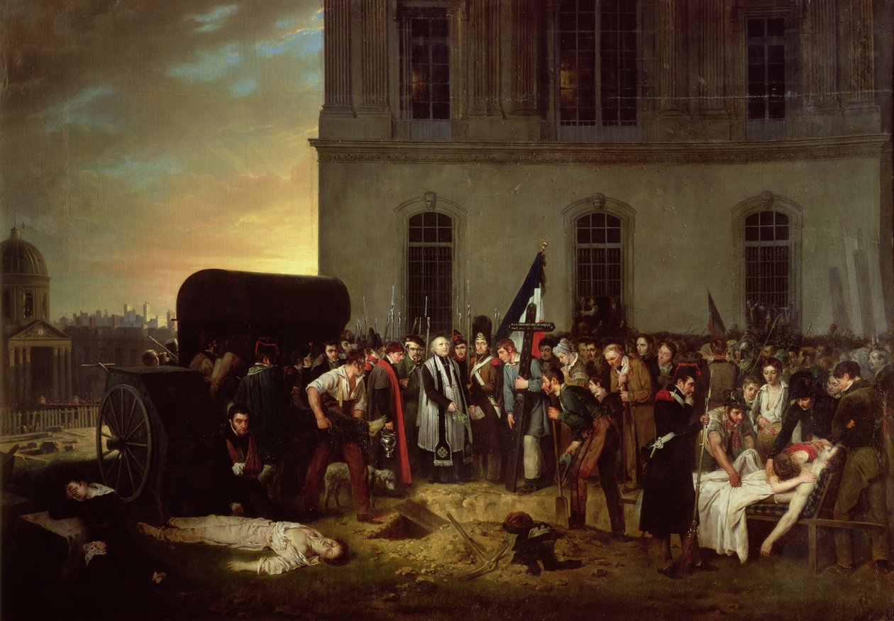 Enterrement des victimes de la Révolution de Juillet devant la Colonnade du Louvre, 30 juillet 1830 - Jean Alphonse Roehn