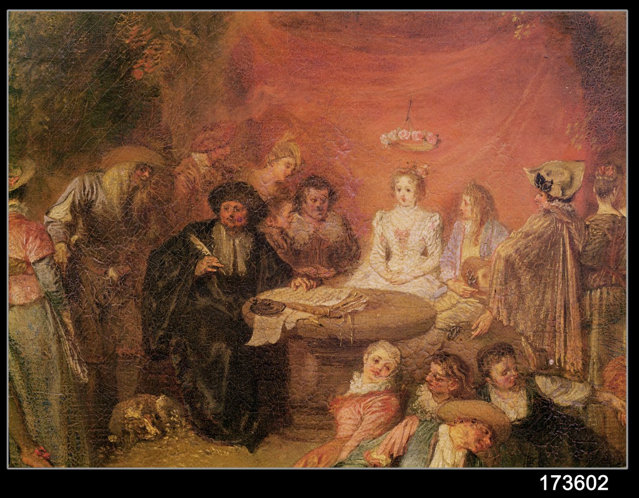 La table des mariés, détail de Le Contrat de Mariage, vers 1712-13 (détail) - Jean Antoine Watteau