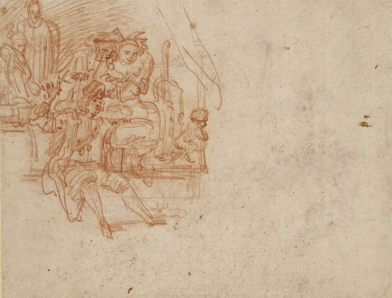 Verso; Docteur charlatan assis sur scène, vendant ses marchandises - Jean Antoine Watteau