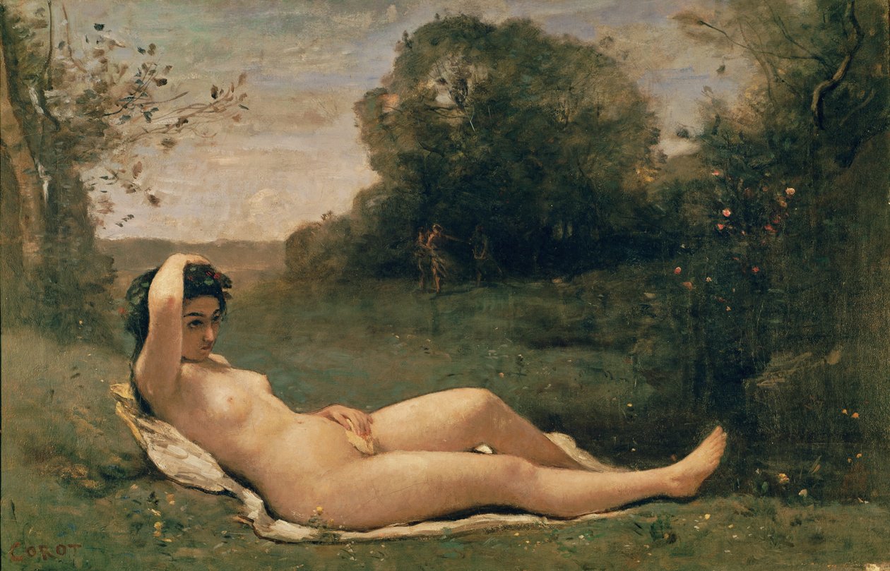 Nymphe allongée, c.1857-58 - Jean-Baptiste-Camille Corot
