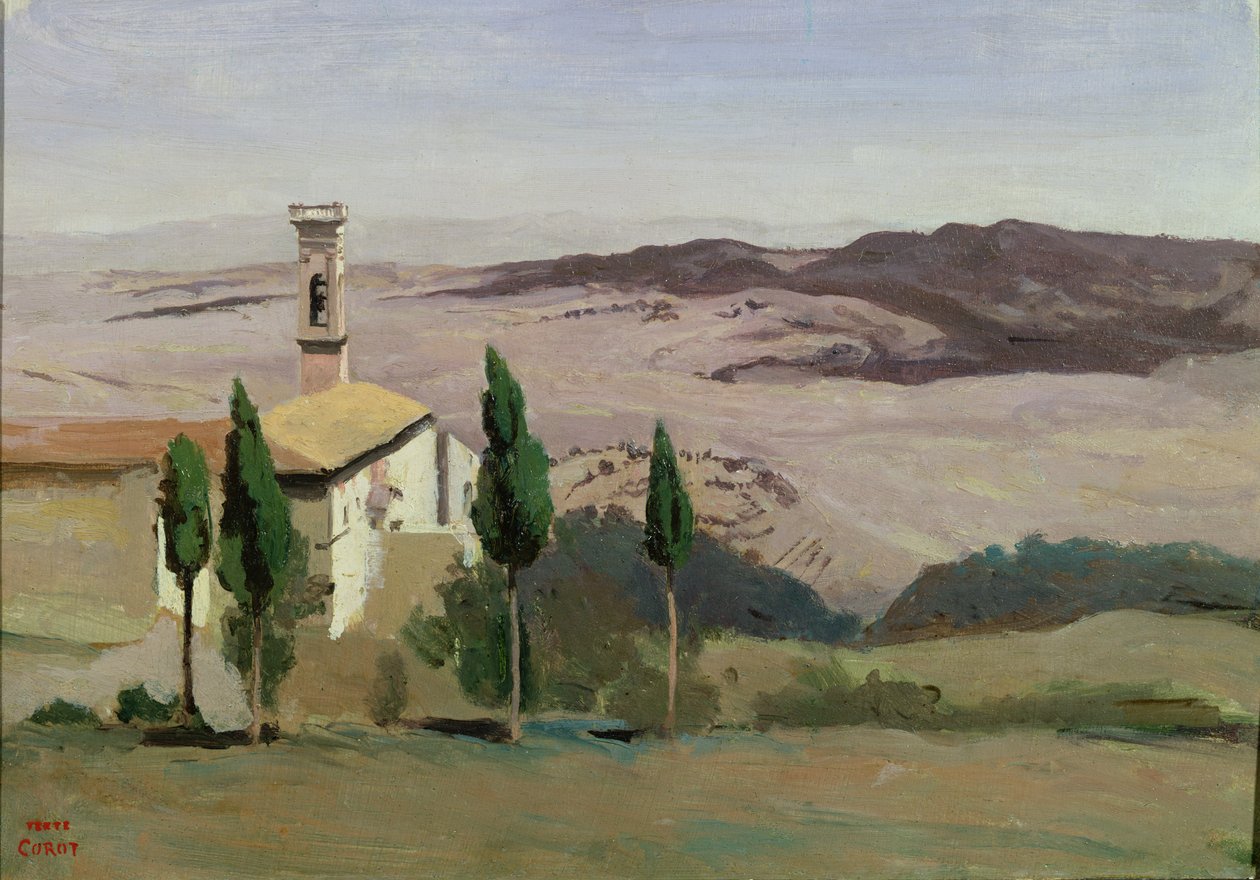 Volterra, église et clocher, 1834 - Jean Baptiste Camille Corot