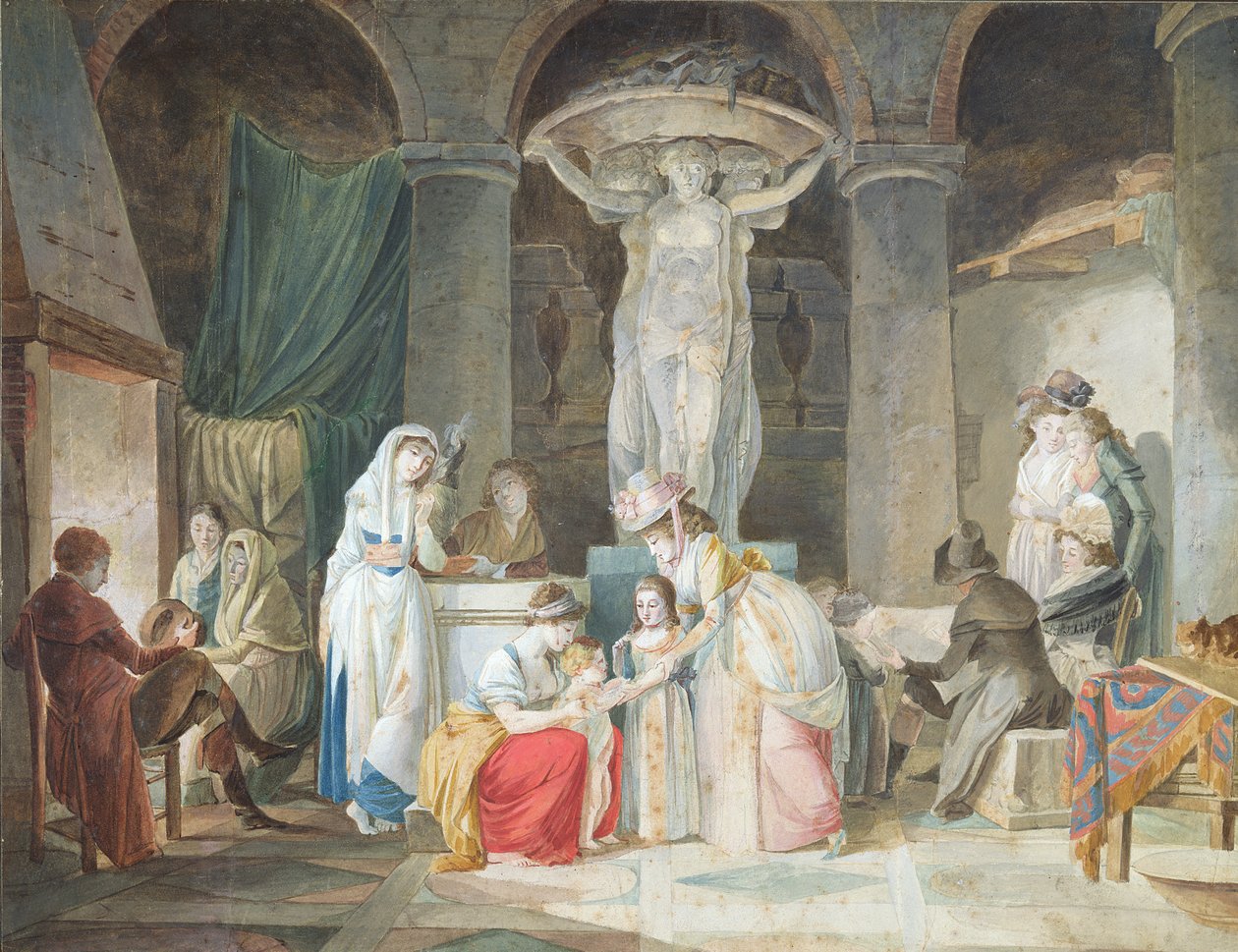 Voyageurs accueillis par des paysans en Italie - Jean Baptiste Mallet