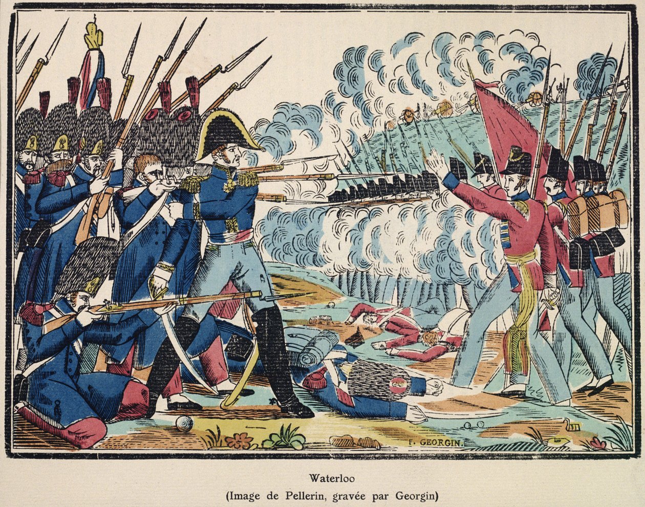 La bataille de Waterloo, 1815 gravée par François Georgin (1801-63) de 