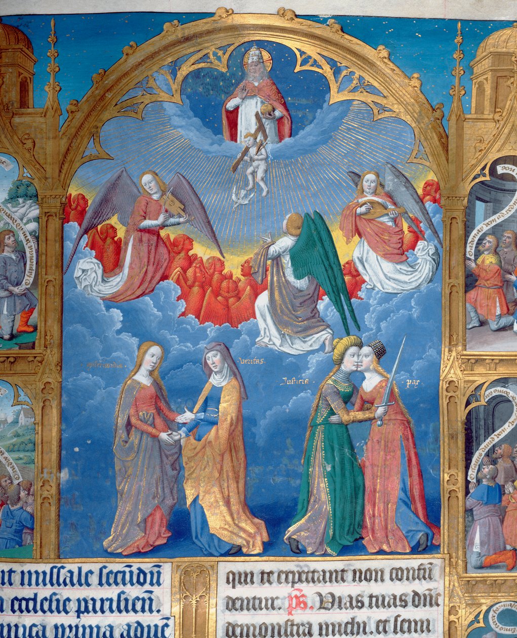 Ms 412 La Trinité entourée de trois anges et en dessous d