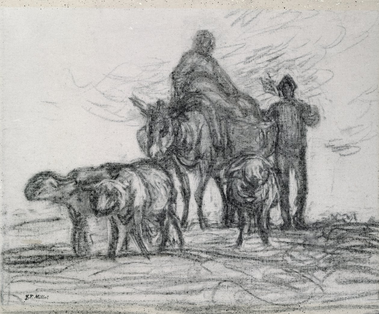Retour des champs, 1873 (charbon) - Jean Francois Millet