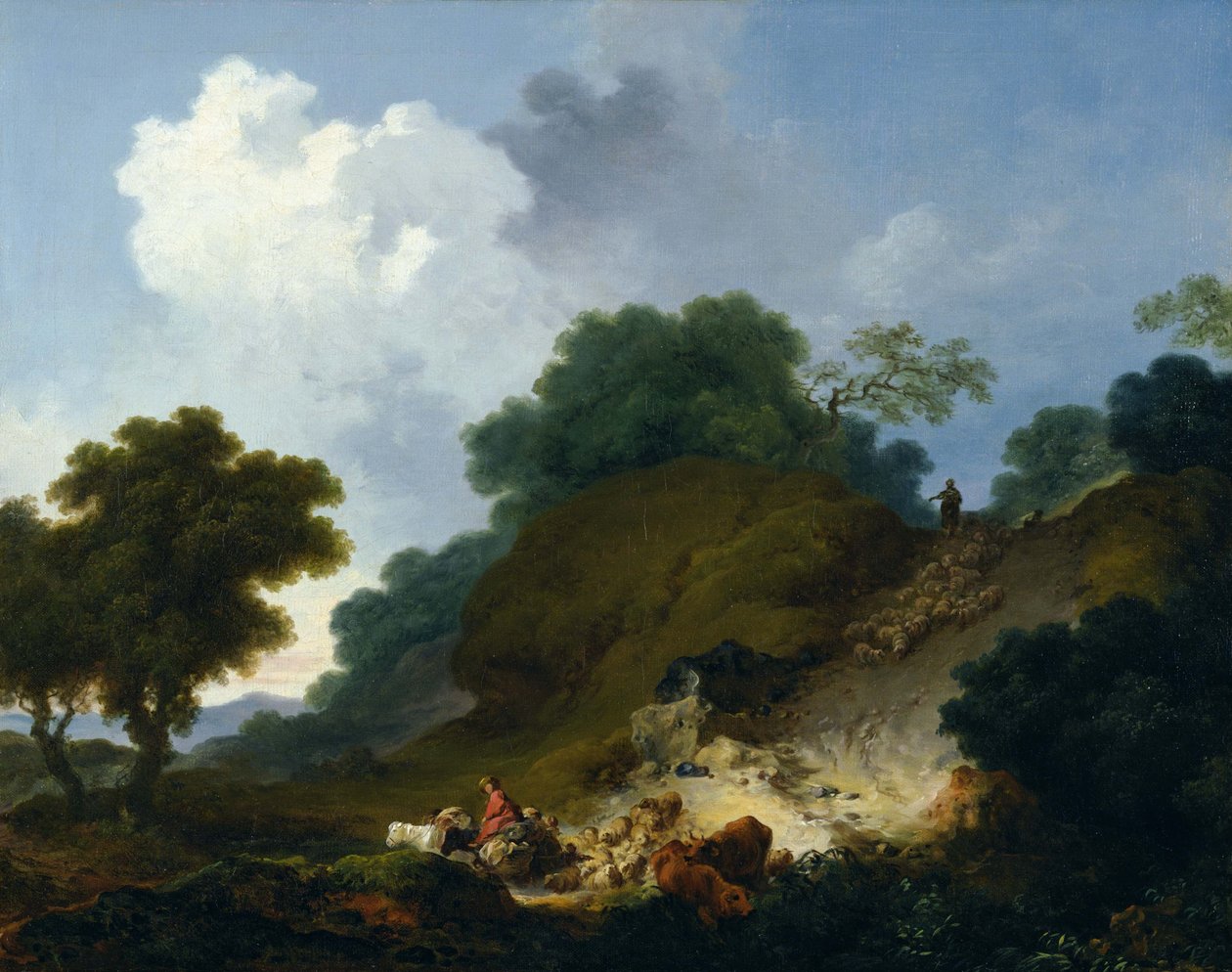 Paysage avec bergers et troupeau de moutons - Jean Honore Fragonard