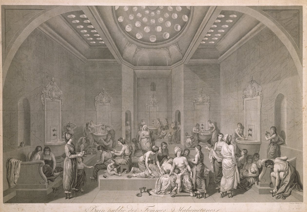 Les bains publics pour femmes musulmanes, gravé par Robert Delaunay - Jean Jacques Francois Lebarbier