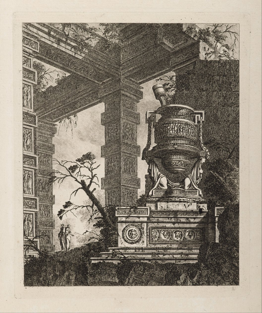 Fantaisie architecturale avec mortier monumental, Planche 2 de Vasi... - Jean Laurent Legeay