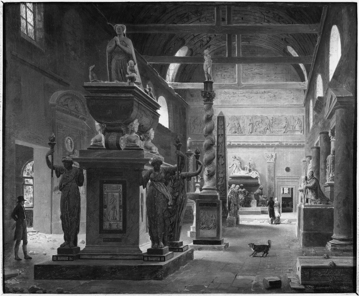 La grande salle du Musée des Monuments Français, vers 1820 - Jean Lubin Vauzelle
