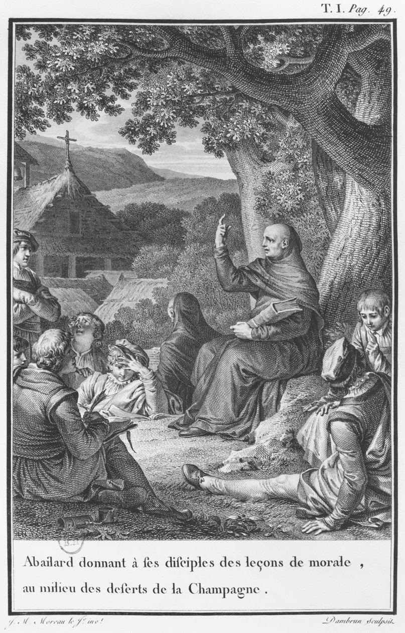 Abélard enseignant parmi les disciples dans la Champagne déserte, illustration de 