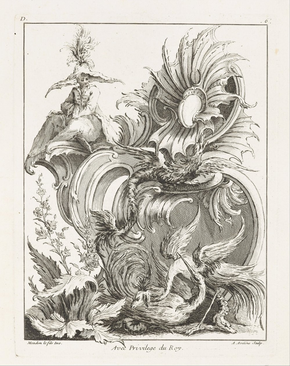 Design rocaille avec figure chinoise - Jean Mondon