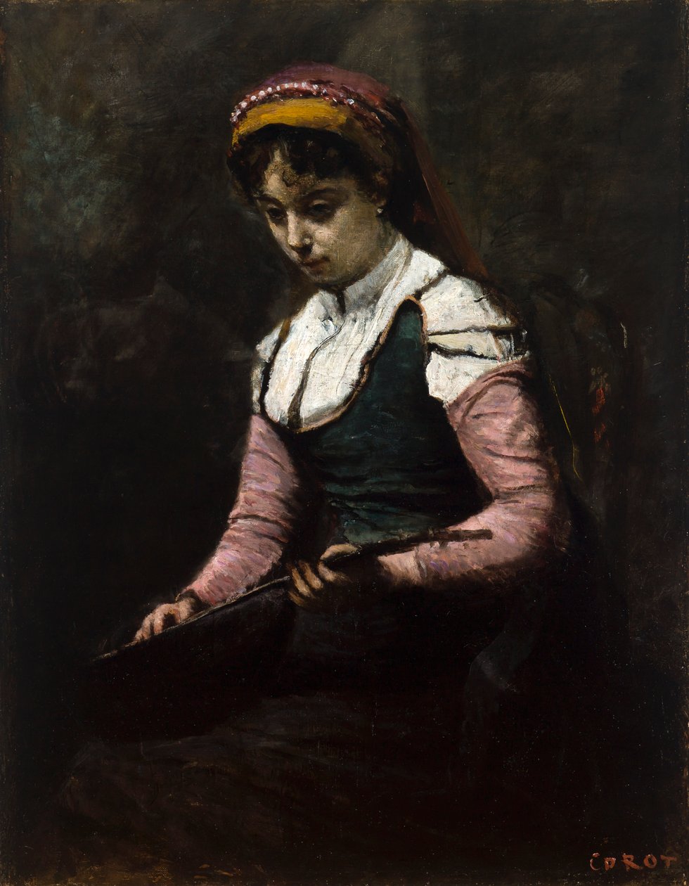 Fille avec mandoline - Jean-Baptiste-Camille Corot