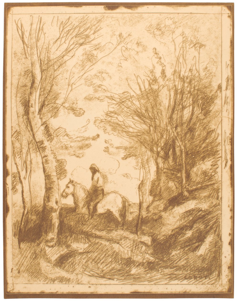 Reiter im Wald, Große Platte (Le Grand Cavalier sous Bois) - Jean-Baptiste-Camille Corot