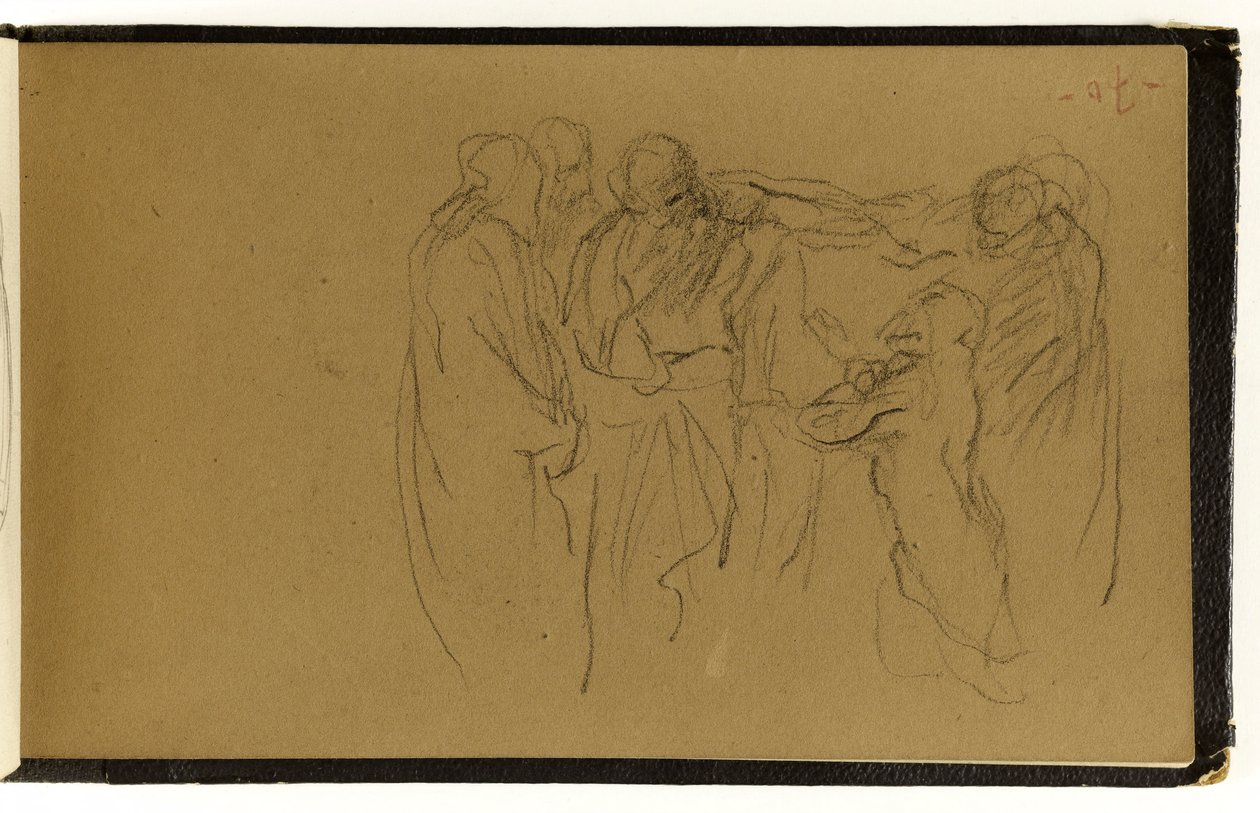 Studie einer Versammlung von Personen, von denen eine kniet (S. 70 des Albums) - Jean-Baptiste Carpeaux