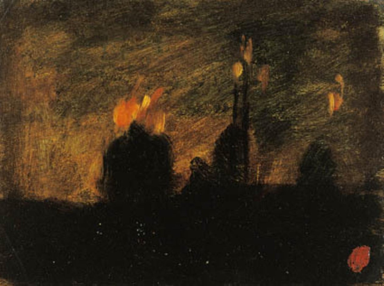 Scène nocturne avec incendies à St-Vast-là-haut près de Valenciennes - Jean-Baptiste Carpeaux