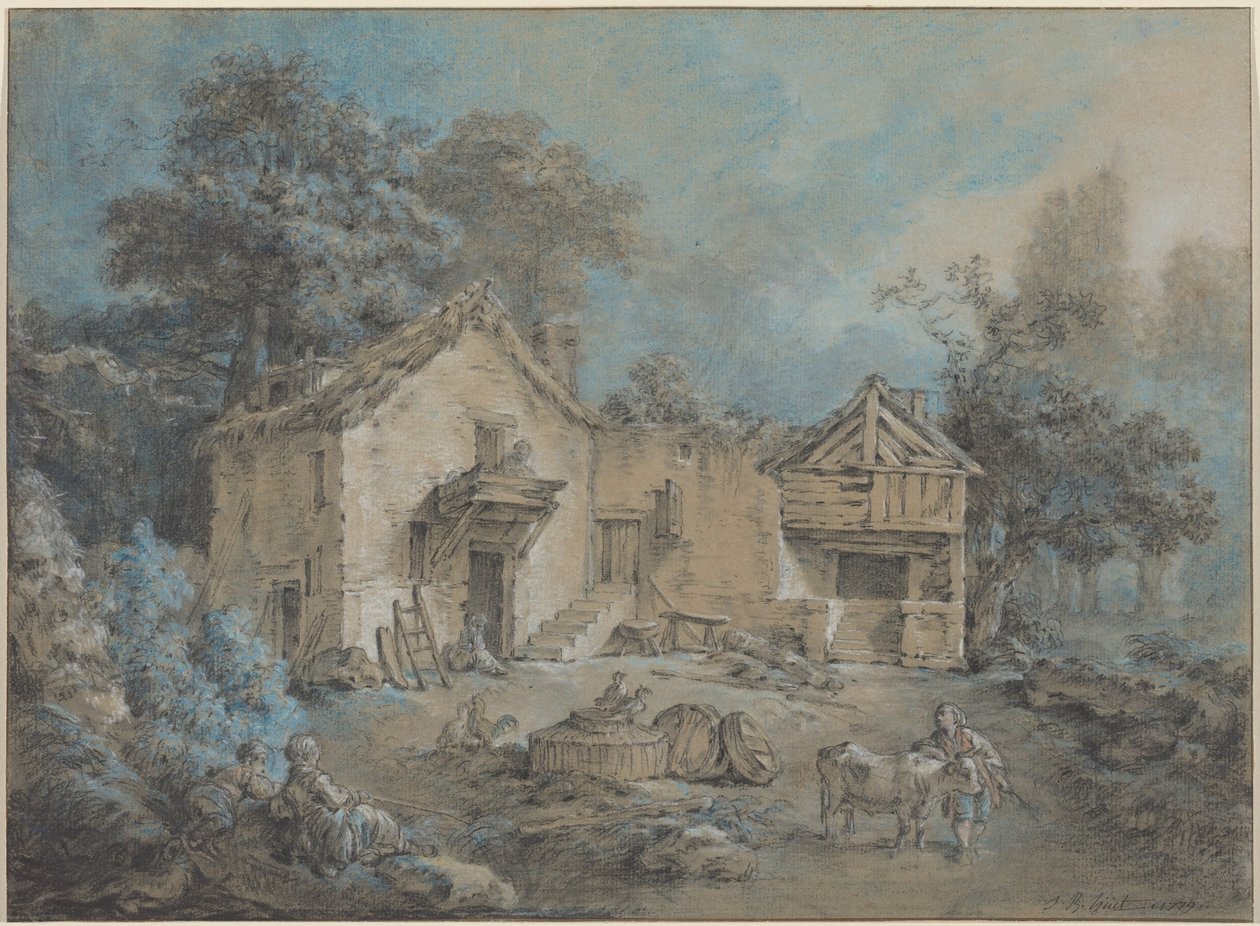 Scène de vie à la ferme - Jean-Baptiste Huet