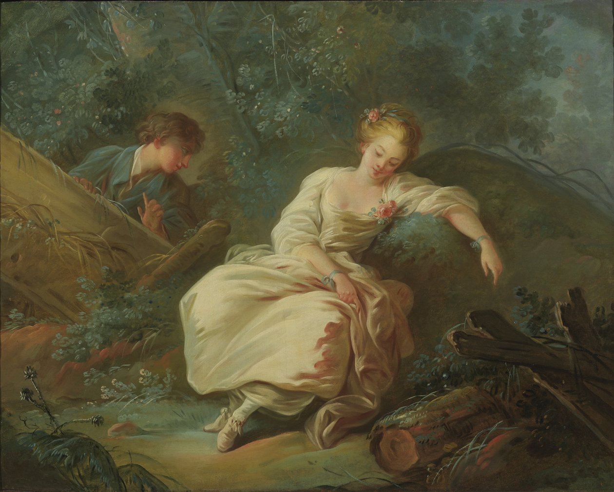 Jeune couple dans un paysage - Jean-Baptiste Huet