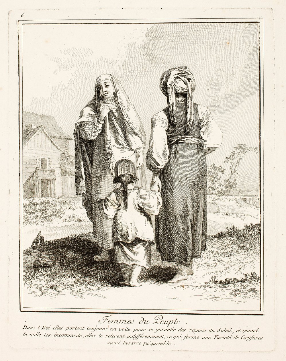 Femmes du Peuple, planche six de Divers Habillements des Peuples du Nord - Jean-Baptiste Le Prince