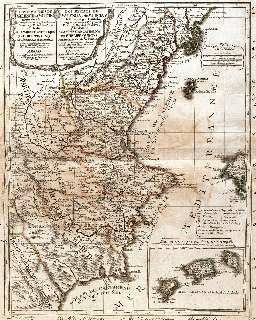 Carte du Royaume de Valence et de Murcie (Espagne) (Gravure) - Jean Baptiste Nolin