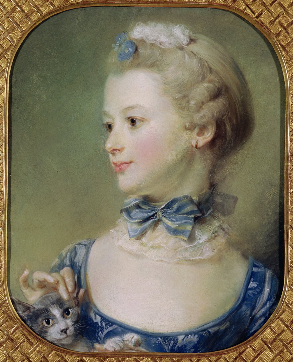 Jeune fille avec un chat - Jean Baptiste Perronneau