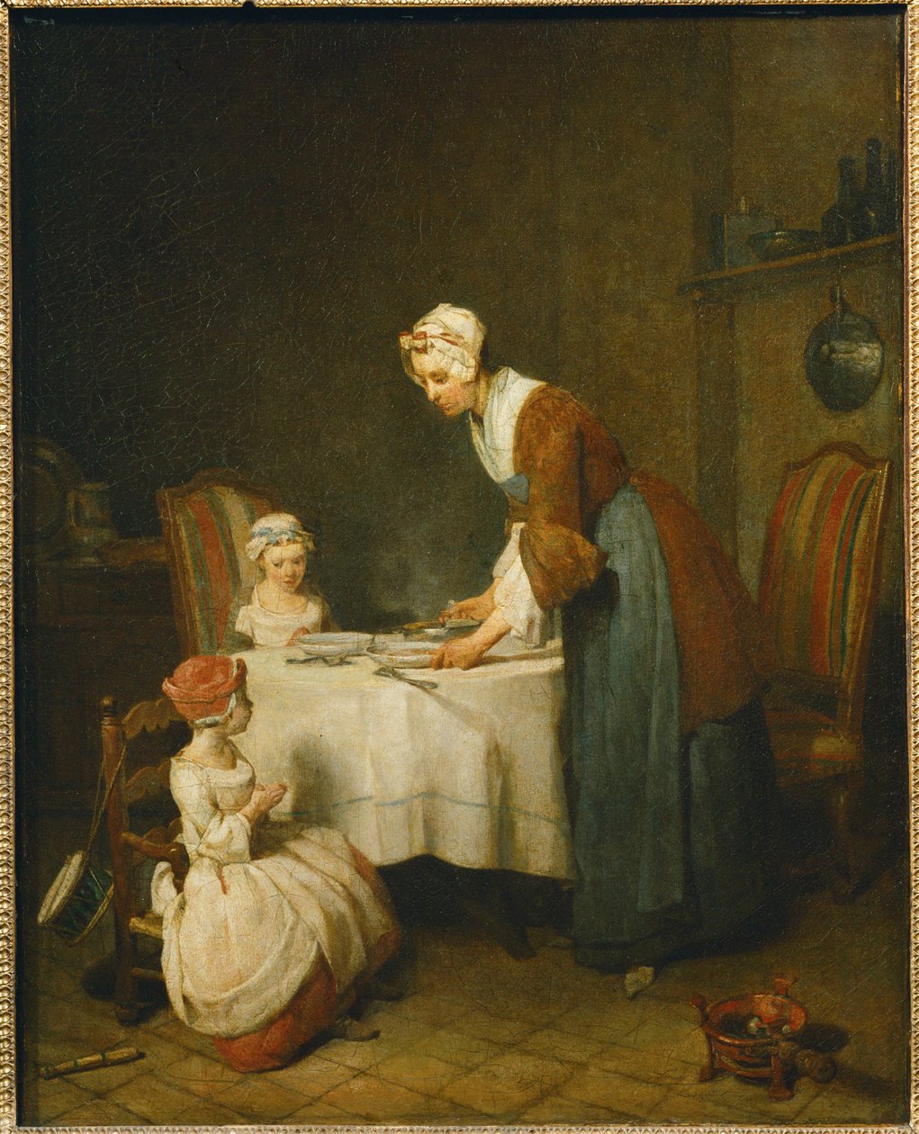 La Benedicite. Une mère attend que sa petite fille dise ... - Jean Baptiste Simeon Chardin