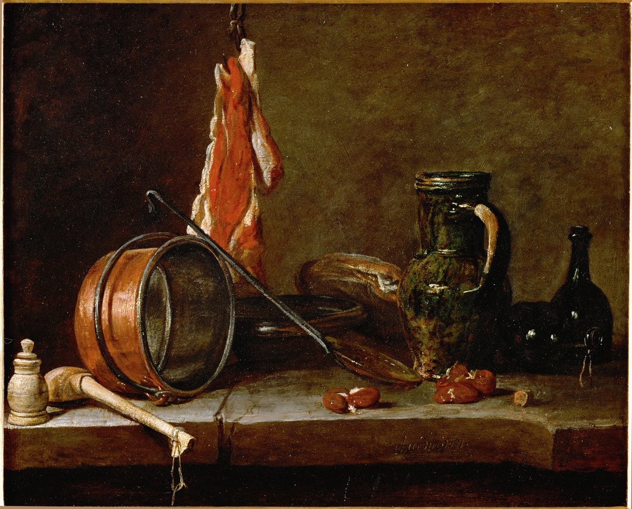 Menu du Gras et ustensil de cuisine ... - Jean Baptiste Simeon Chardin