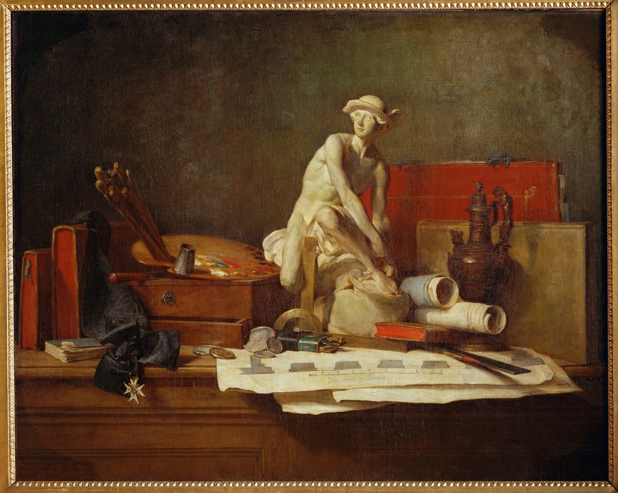 Les attributs des arts et leurs récompenses (peinture sur toile) - Jean-Baptiste Simeon Chardin