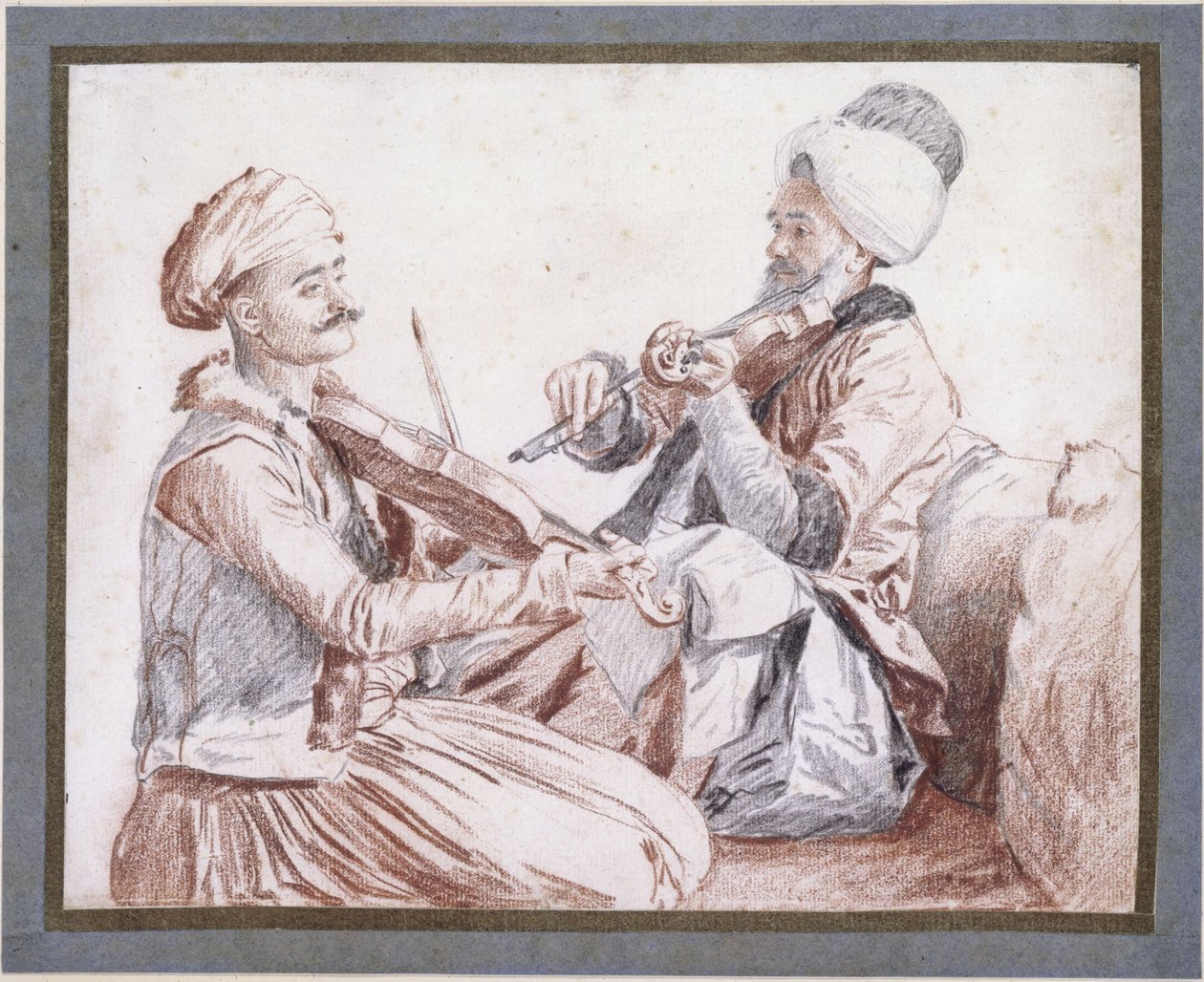 Deux musiciens turcs jouant du violon - Jean-Étienne Liotard