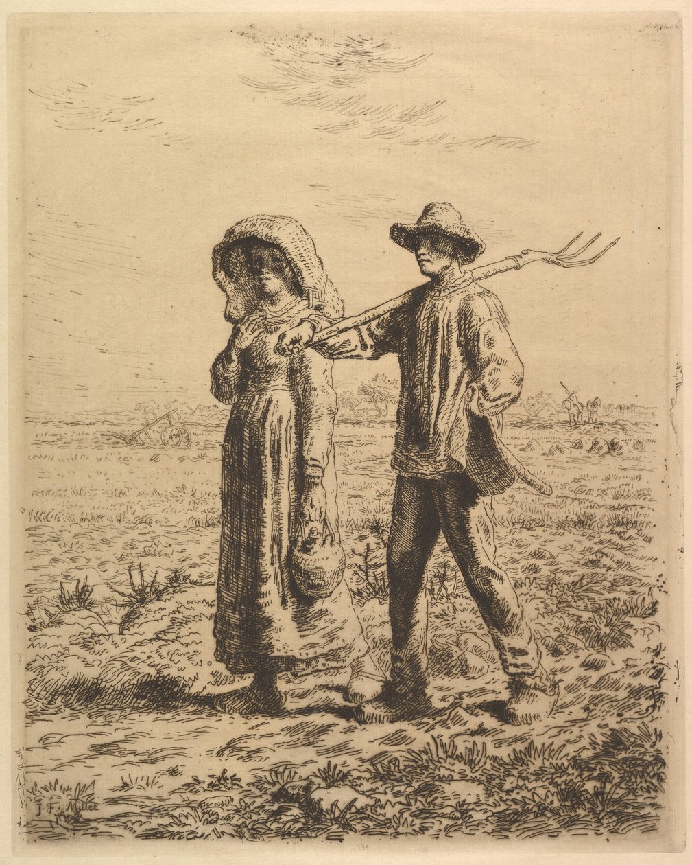 Paysans allant au travail - Jean-Francois Millet