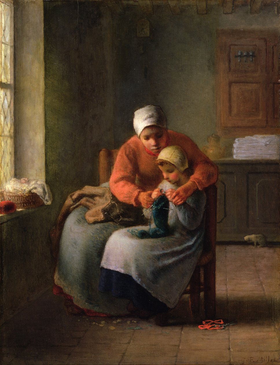 La leçon de tricot - Jean-Francois Millet