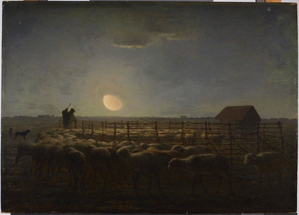 La bergerie, clair de lune - Jean-Francois Millet