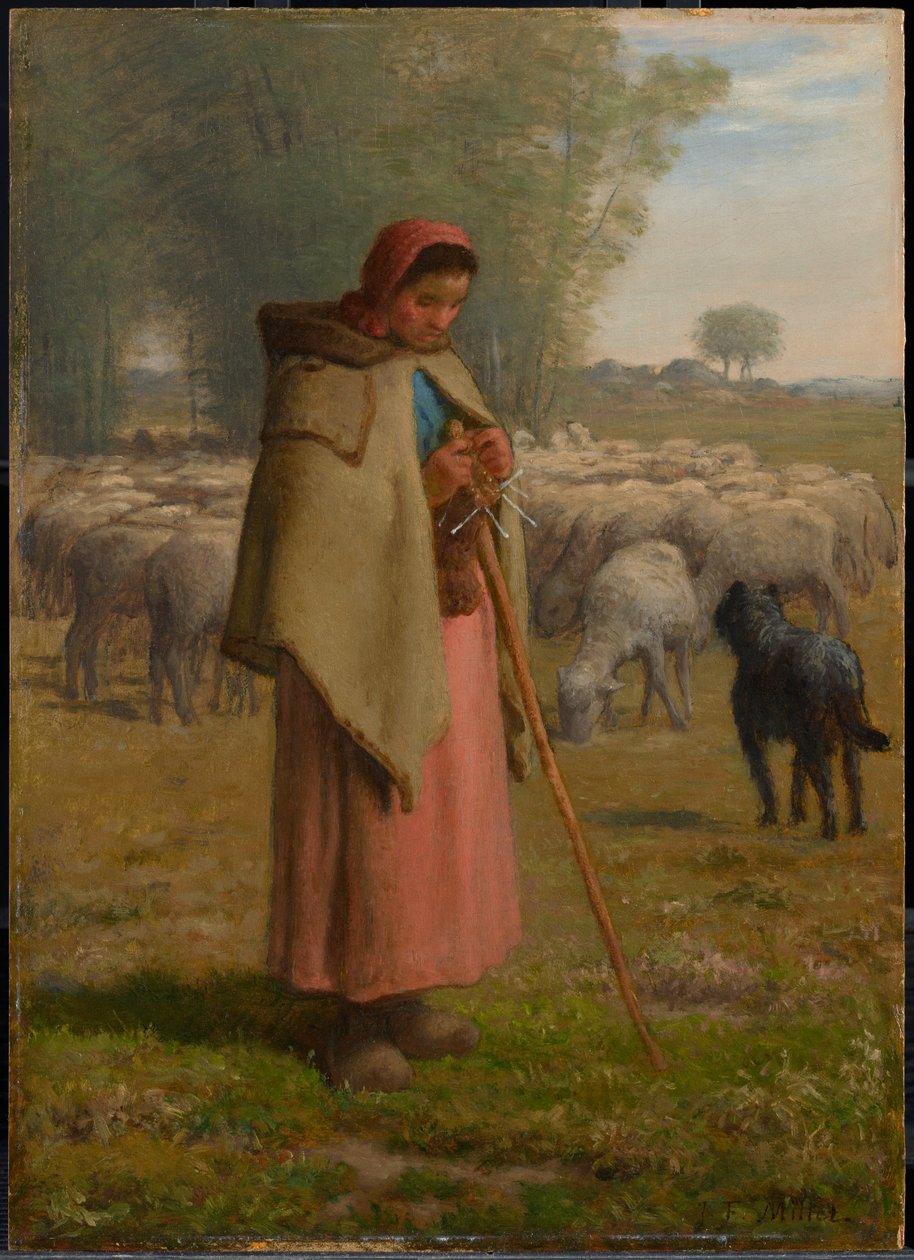 Jeune fille gardant ses moutons - Jean-Francois Millet