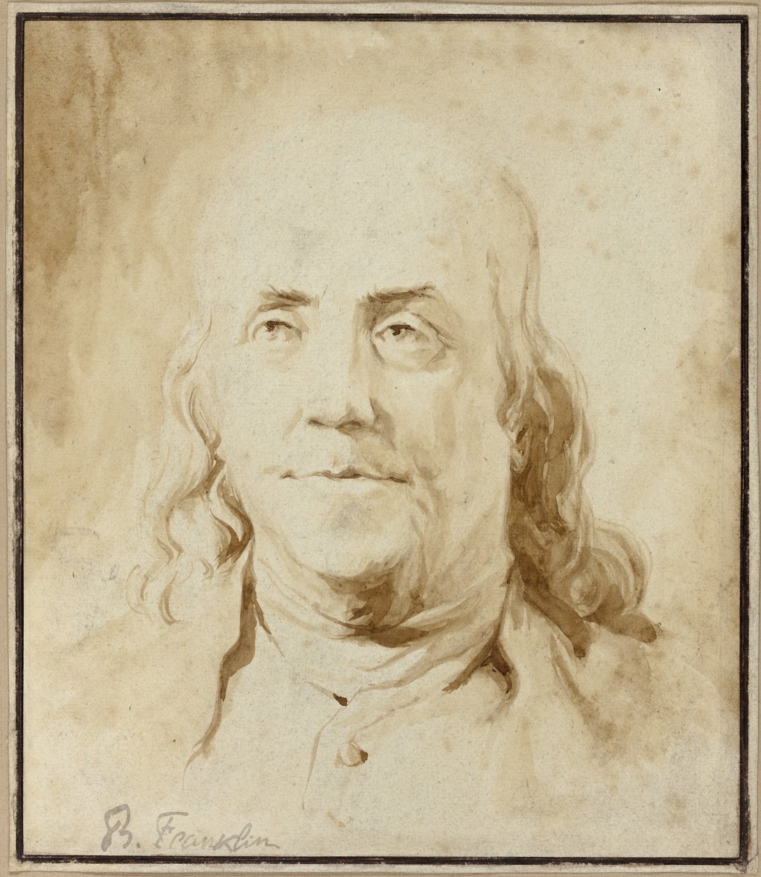 Benjamin Franklin, vers 1778 (pinceau et encre brune) - Jean Honore Fragonard