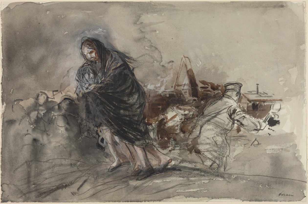 Après Douai, probablement 1918 (aquarelle) - Jean-Louis & Caran D