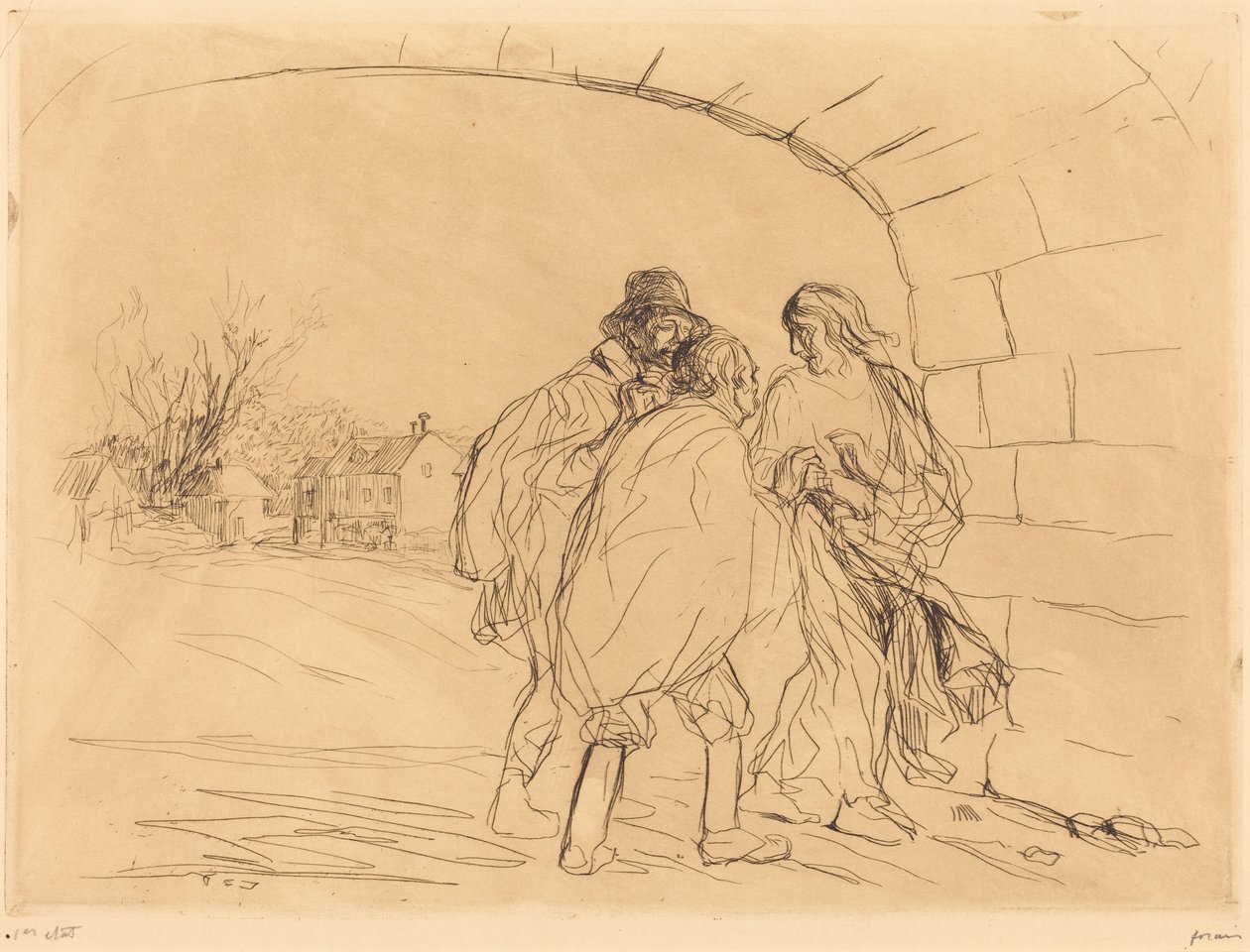 La rencontre sous la voûte (1re planche) - Jean-Louis Forain
