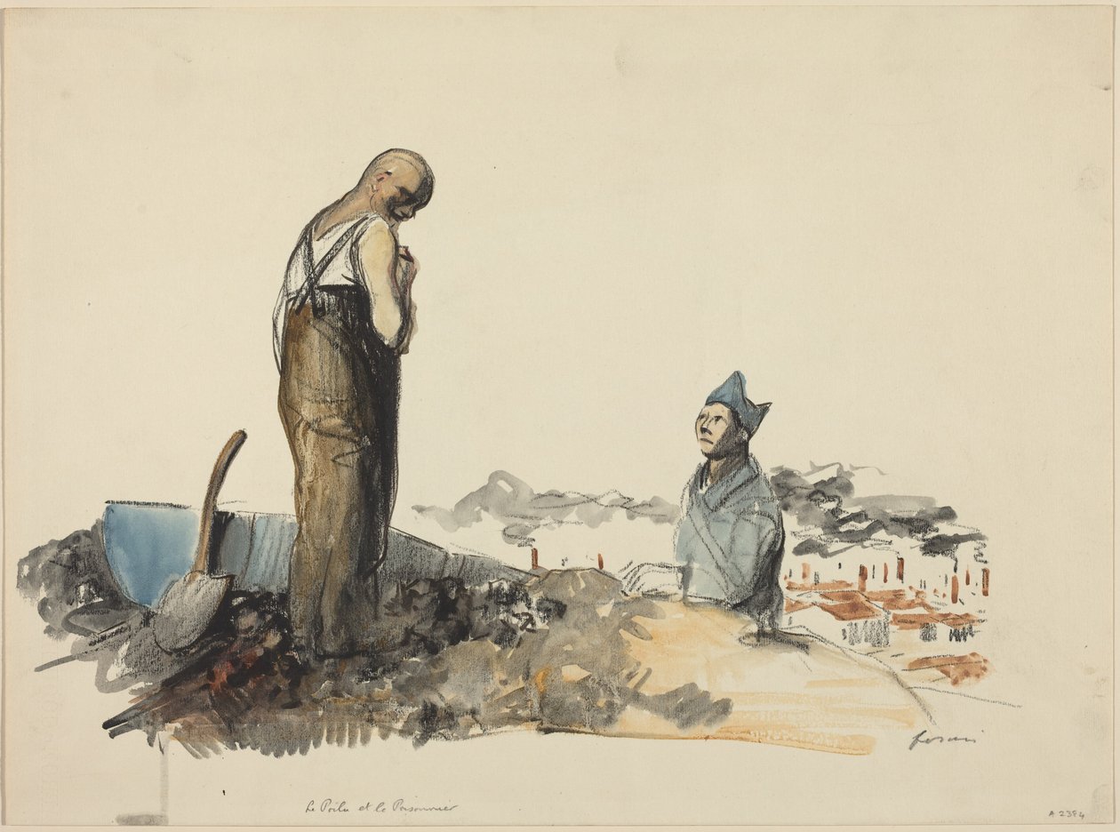 a) « Le Poilu et le prisonnier » (recto) ; b) « Étude de prisonnier » (verso) - Jean-Louis Forain