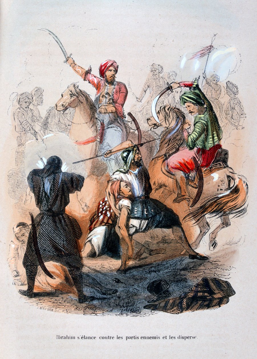 Ibrahim Pacha combattant les Wahhabites, Arabie Saoudite, 1811-1818, 1847 - Jean Adolphe Beauce