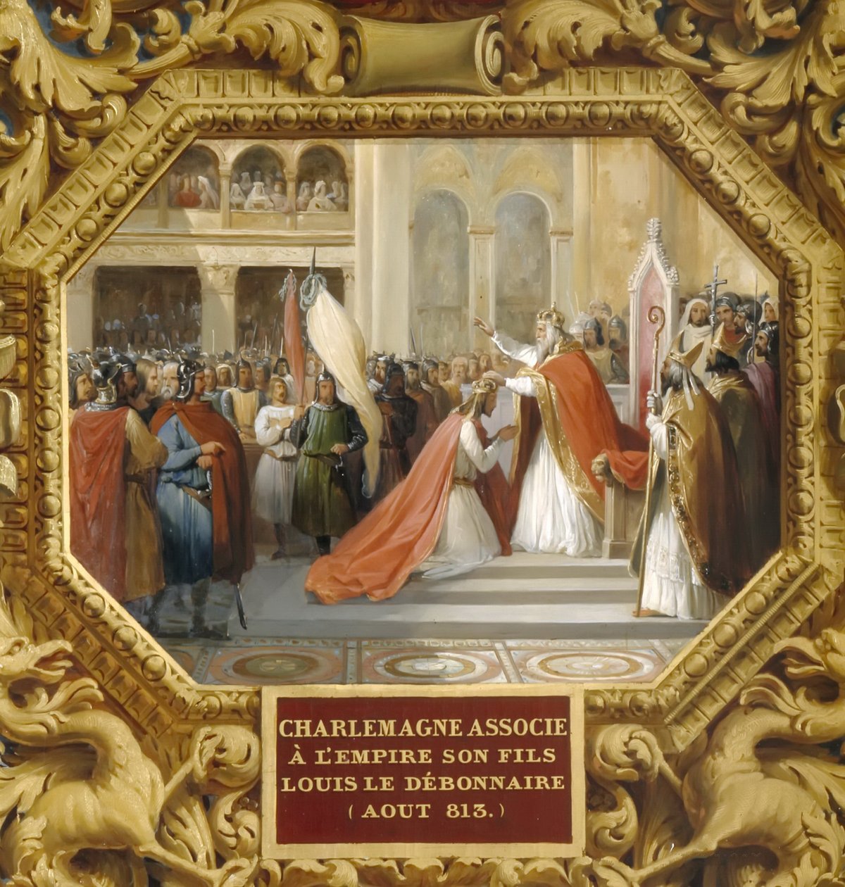 Charlemagne couronne son fils Louis le Pieux en 813 - Jean Alaux