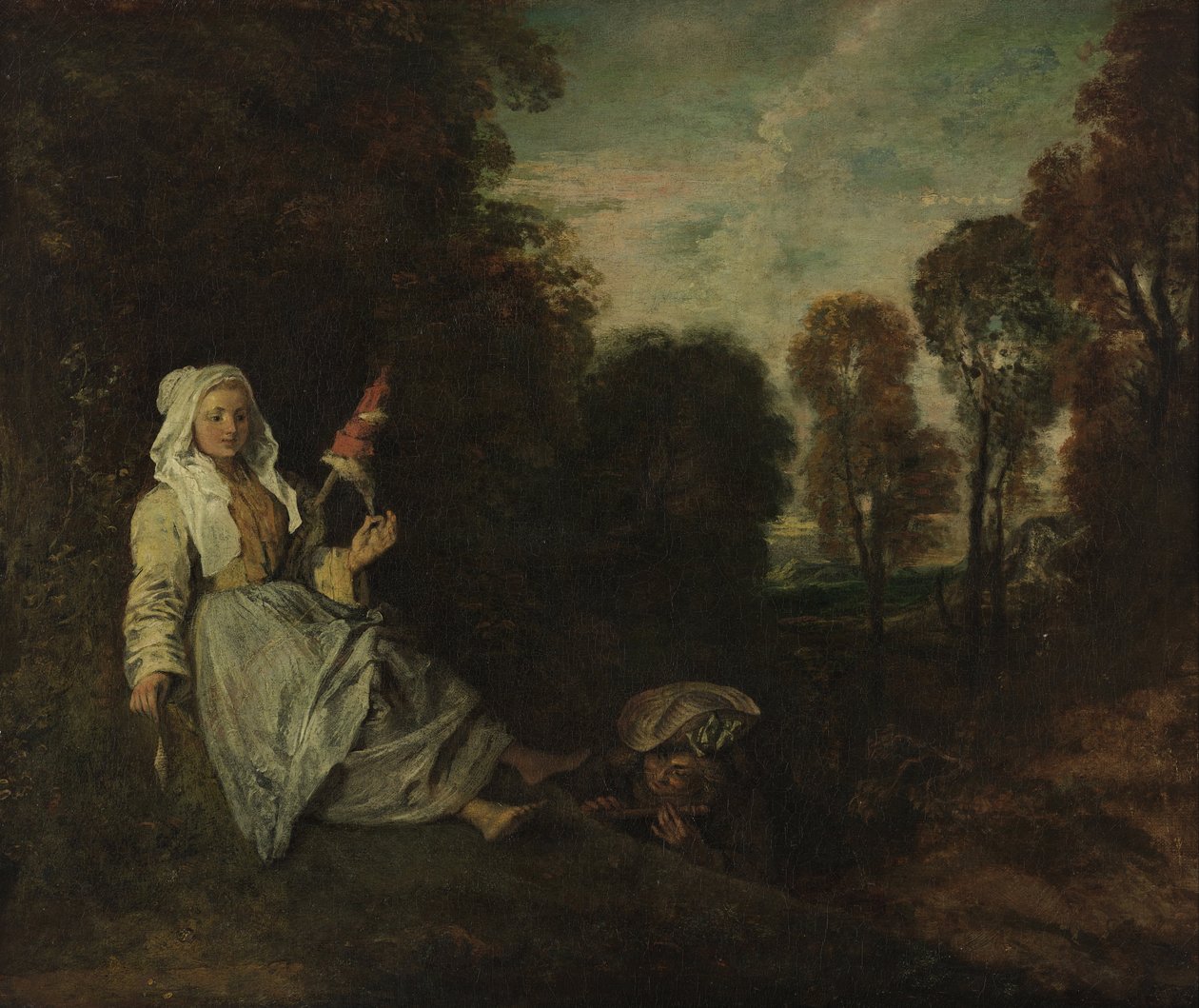Paysage du soir avec la vrille - Jean Antoine Watteau