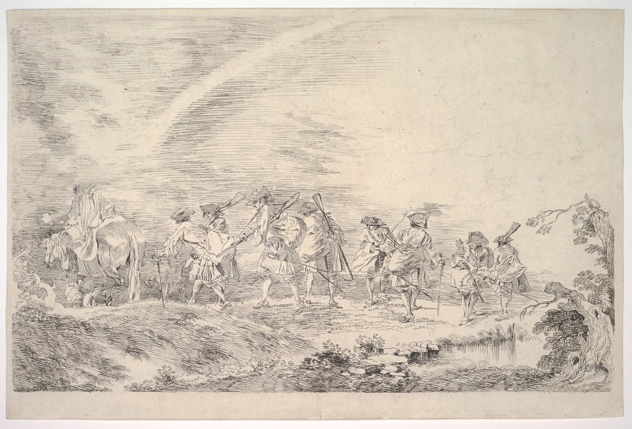 Recrues rejoignant le régiment, vers 1715-16 - Jean Antoine Watteau