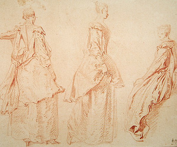 Trois femmes, une assise à droite - Jean Antoine Watteau