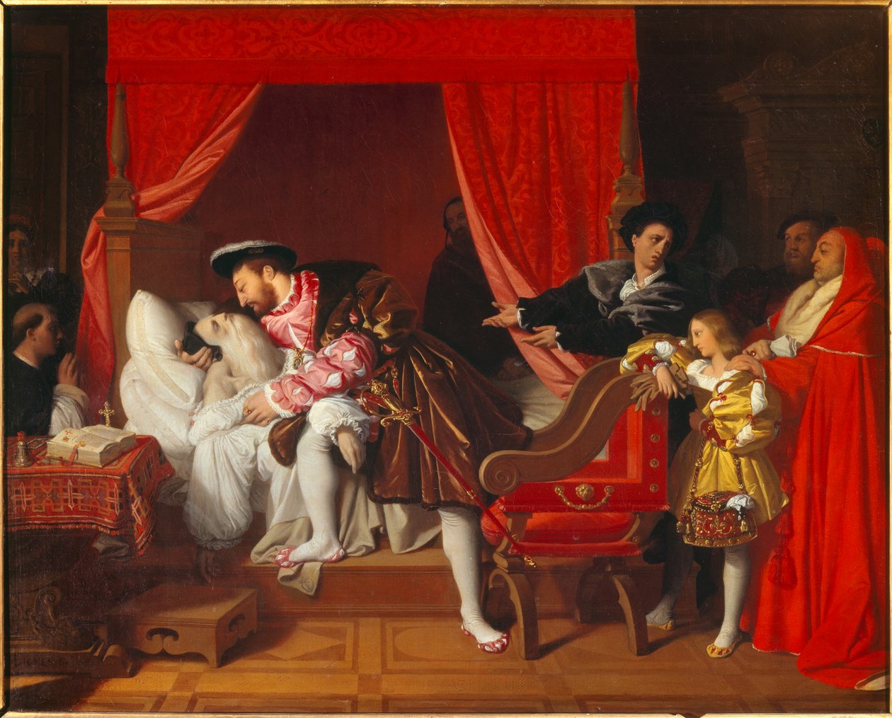 Le roi de France François Ier (1492-1547) reçoit les derniers soupirs de Léonard de Vinci à Clos Lucé - Jean Auguste Dominique Ingres