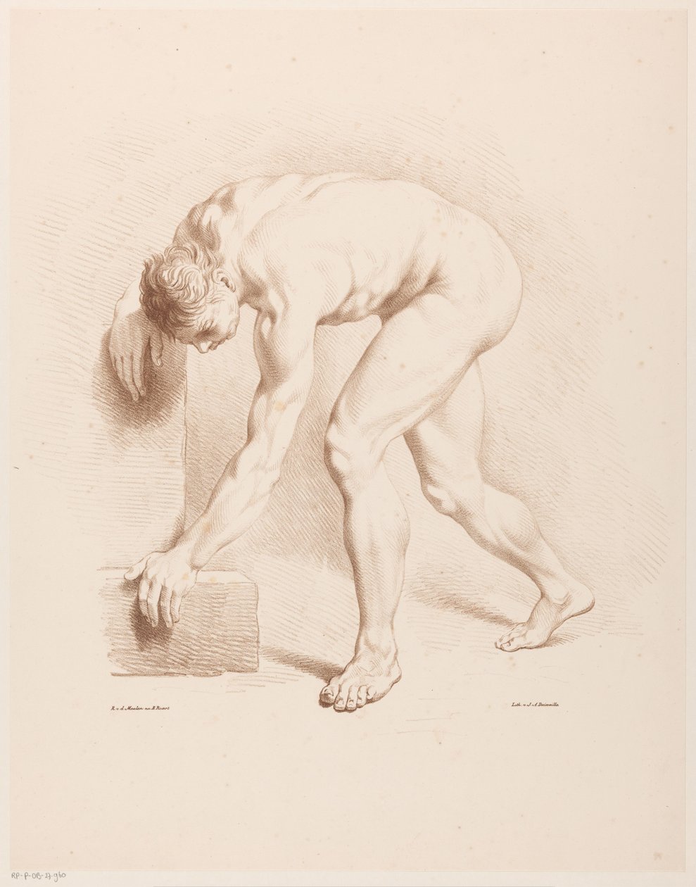 Homme nu courbé - Jean Augustin Daiwaille