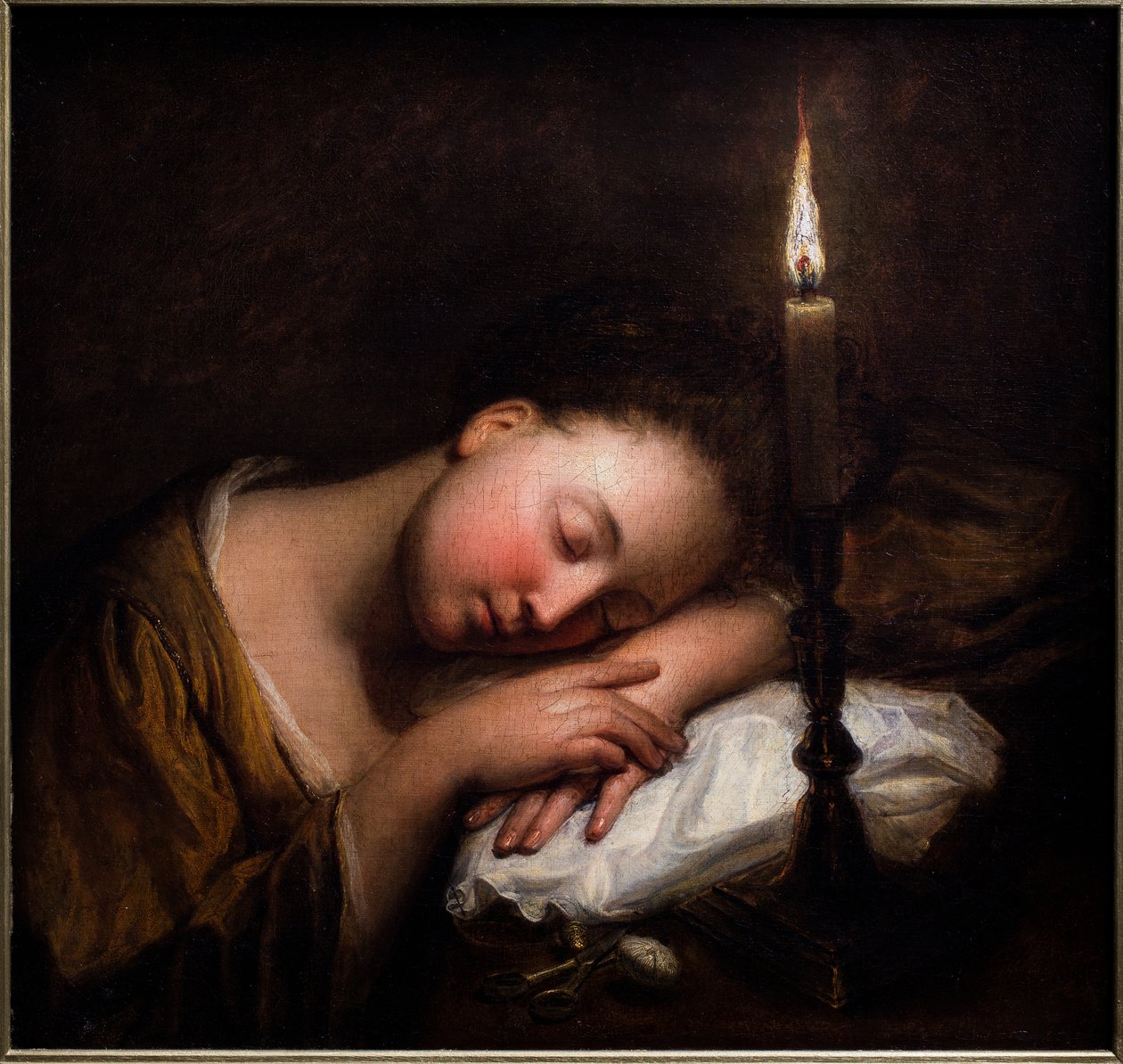 Jeune fille endormie à la lumière d