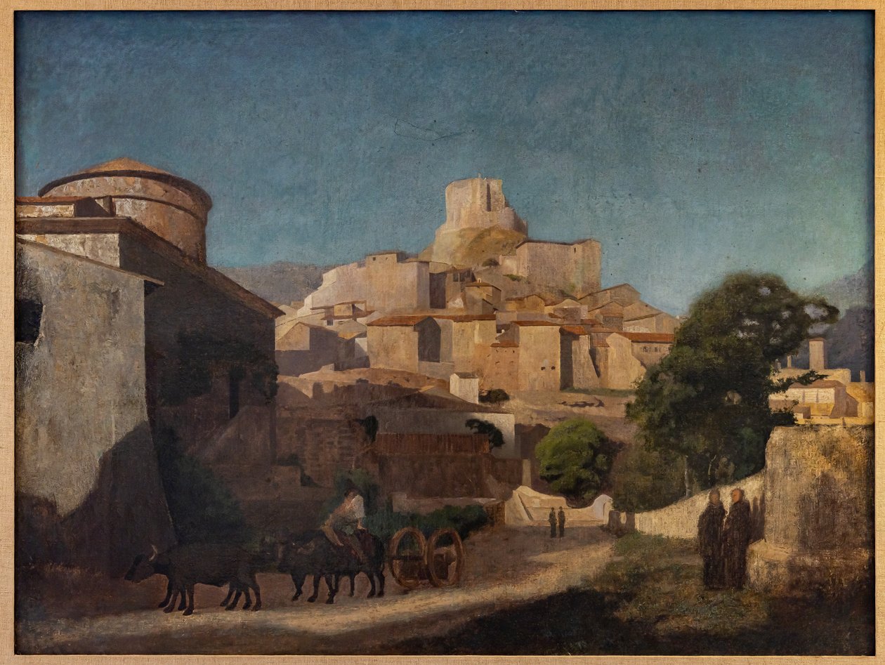 Village dans le Latium - Jean Baptiste Camille (attr.to) Corot