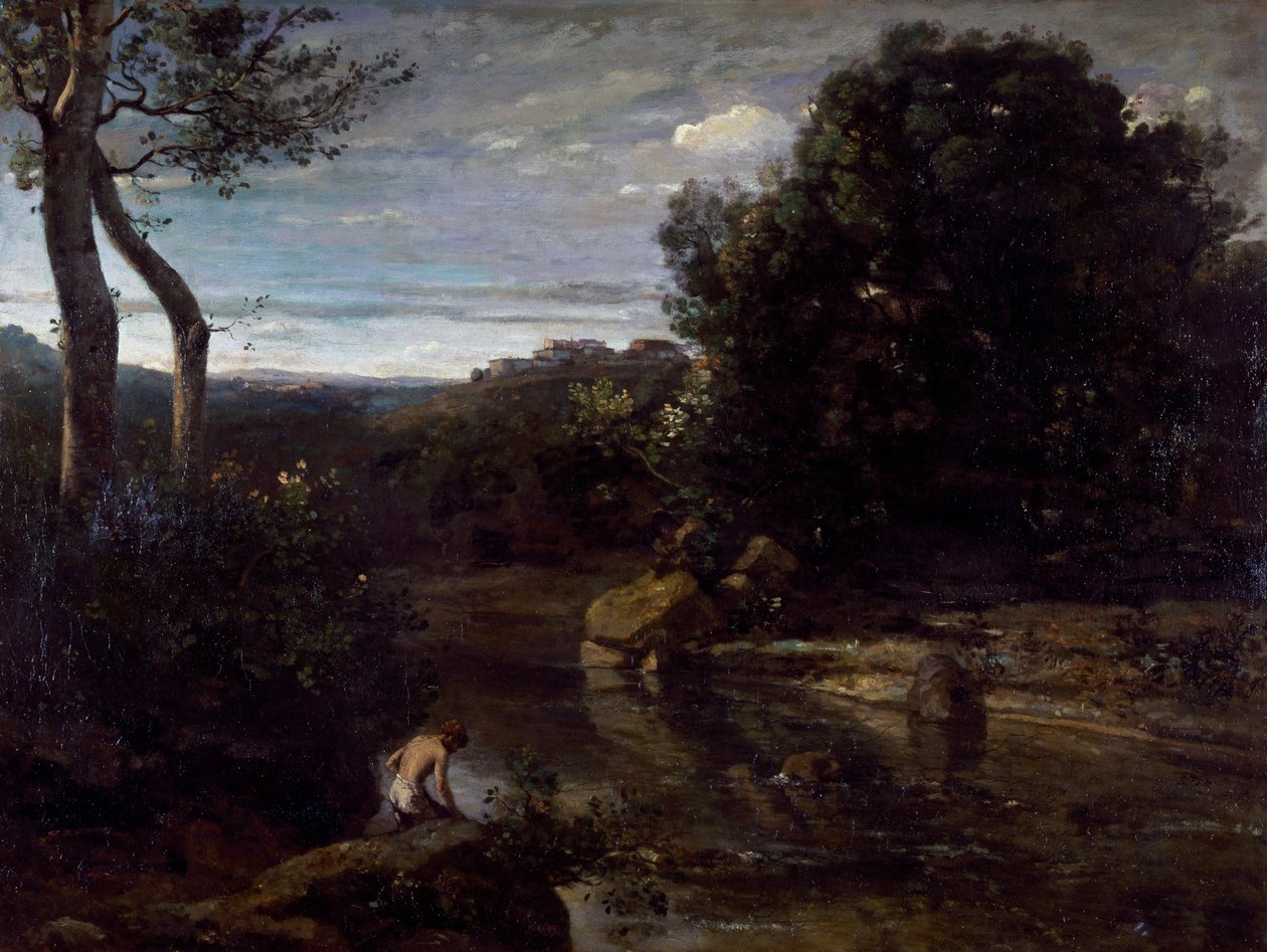 Un pasteur se baignant - Jean Baptiste Camille Corot