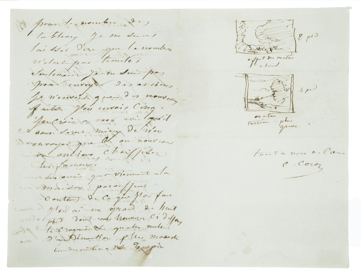 Lettre autographe au peintre paysagiste et politicien Charles Le Roux, Paris, 29 janvier 1855 - Jean Baptiste Camille Corot