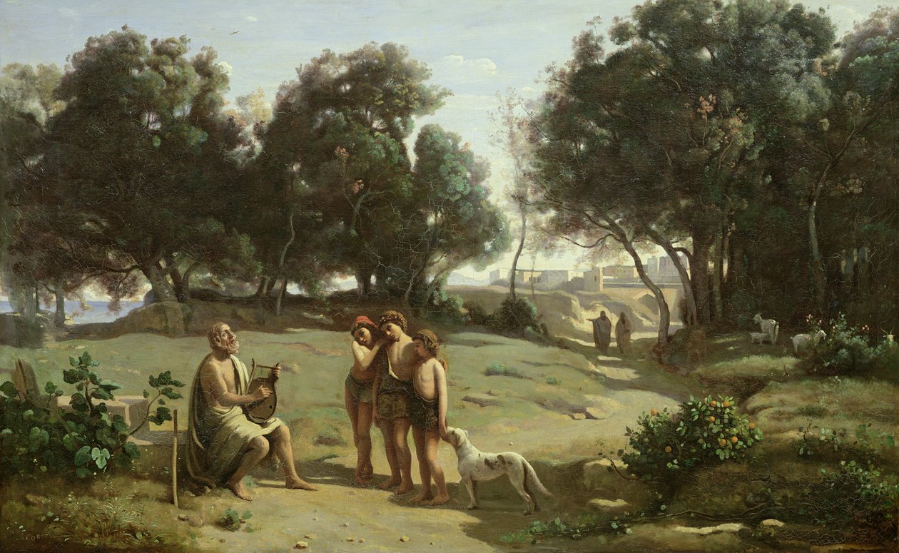 Homère et les bergers dans un paysage - Jean Baptiste Camille Corot