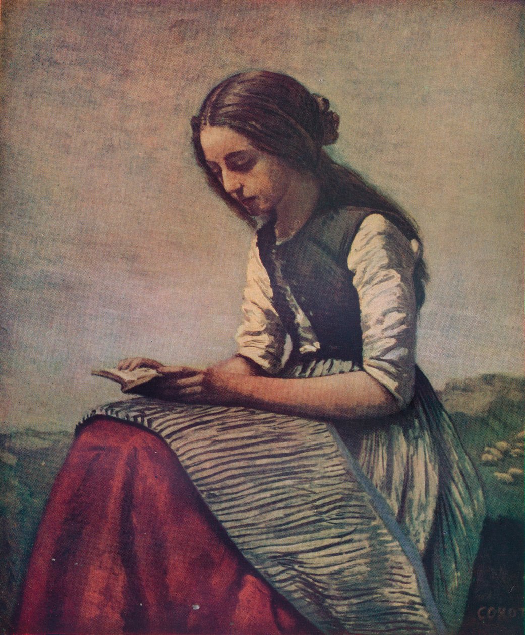La petite liseuse ou Jeune bergère assise et lisant, vers 1855 - Jean-Baptiste-Camille Corot