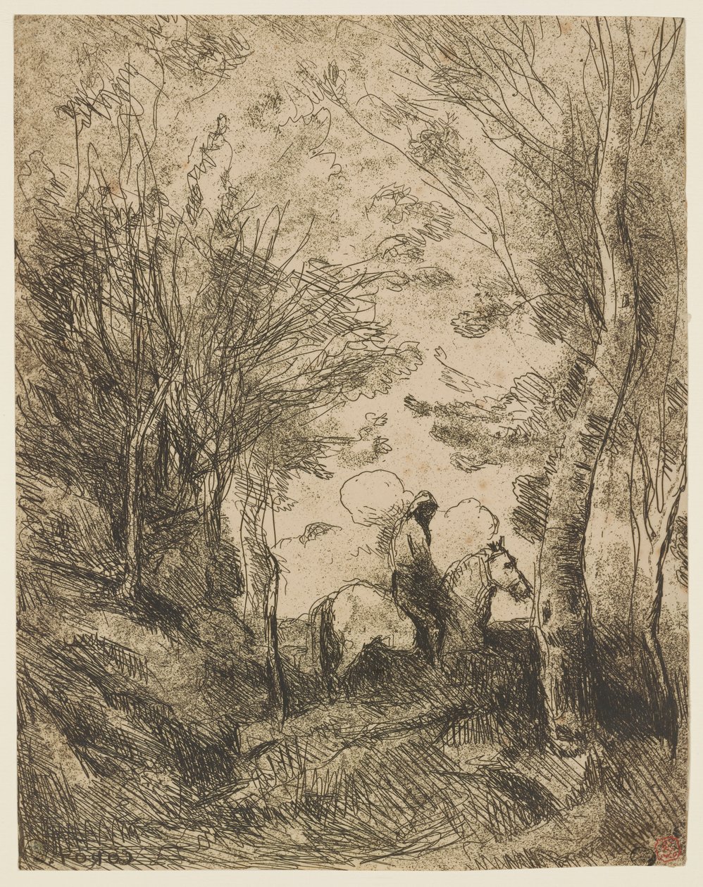 Le grand cavalier sous bois - Jean Baptiste Camille Corot